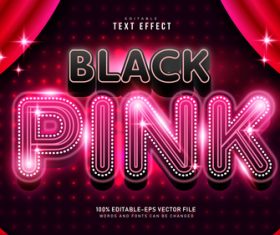 Black pink font text effect in vector