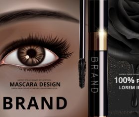 Black rose mascara advertisement vector