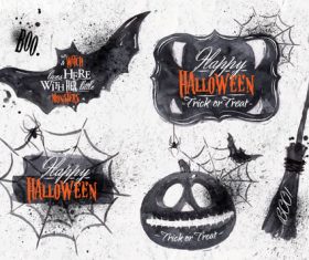Black sketch halloween element card vector