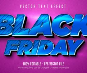 Blue Black Friday editable font effect text vector