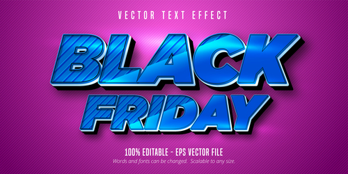 Blue Black Friday editable font effect text vector