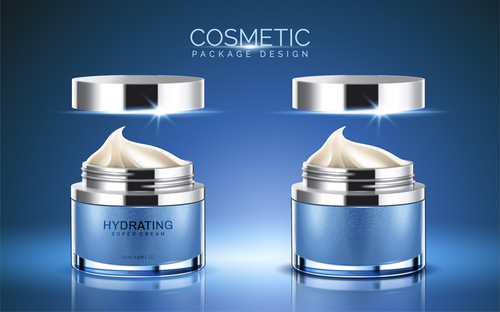 Blue cosmetic package design vector