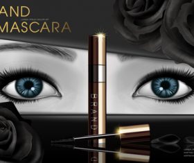 Blue eyes and mascara advertisement vector