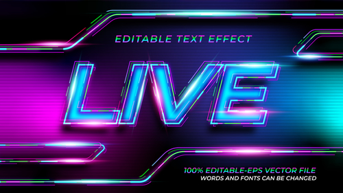 Blue pink font text effect in vector