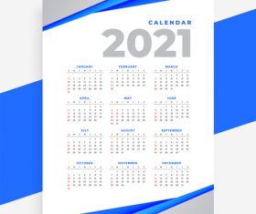 Blue slash background 2021 calendar vector