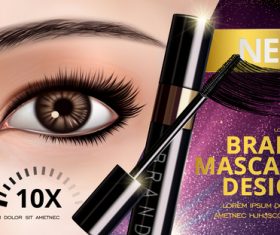 Brand mascara advertisement vector