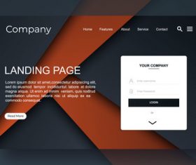 Brown and black background landing page template vector