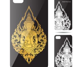 Buddha statue art pattern phone cases cover vector