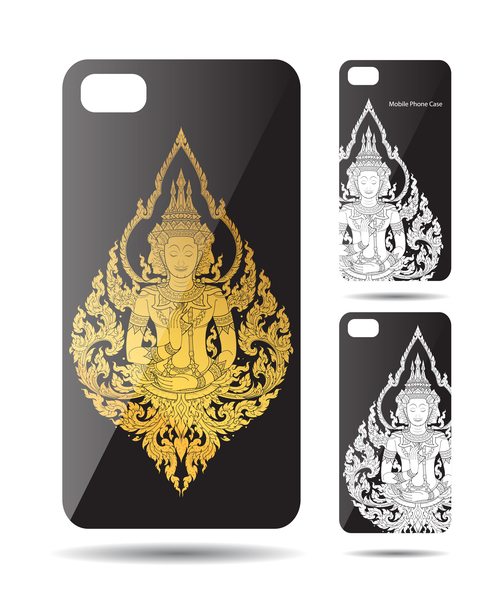 Buddha statue art pattern phone cases cover vector