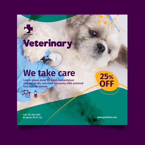 Caring for your pet flyer vector