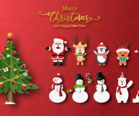 Cartoon element christmas card vector