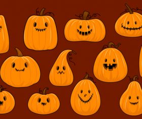 Cartoon pumpkins with different expressions vector