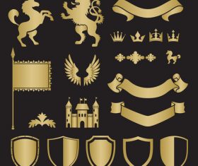 Castle animal silhouette heraldry vector