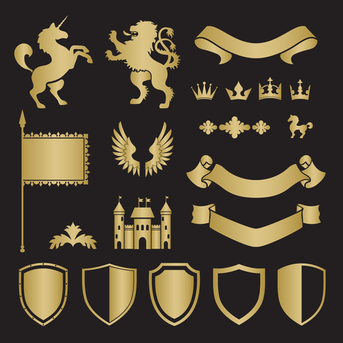 Castle animal silhouette heraldry vector