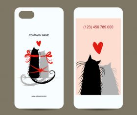 Cat couple mobile phone front and back cover vector