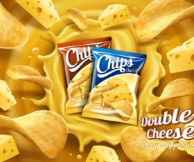 Cheese potato chips advertising vector