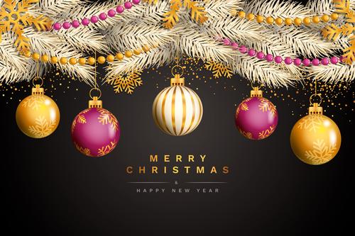 Christmas and New Year decoration card vector