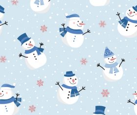 Christmas cute snowman seamless pattern vector