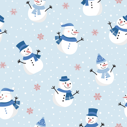 Christmas cute snowman seamless pattern vector