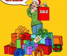 Christmas gift pop art vector