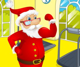 Christmas old man fitness vector