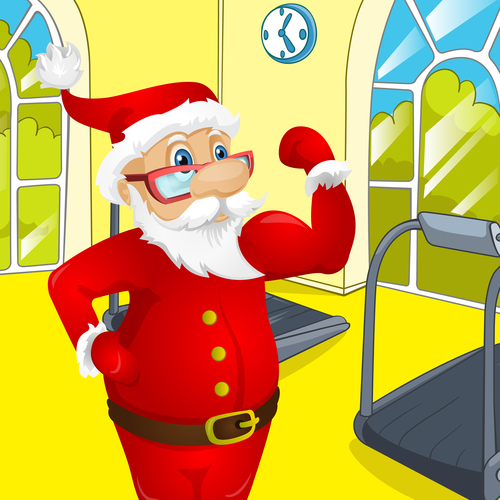 Christmas old man fitness vector