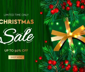 Christmas promotion flyer vector on green background