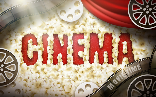 Cinema popcorn advertising vector