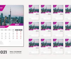 City landmark background 2021 desk calendar vector