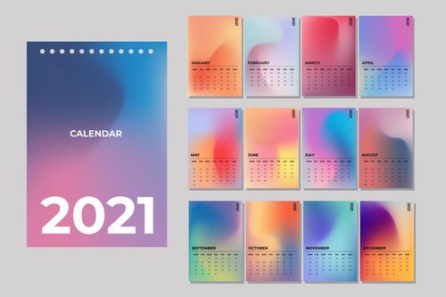 Color 2021 calendar vector