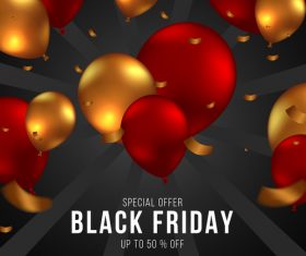 Colorful balloon background black friday flyer vector