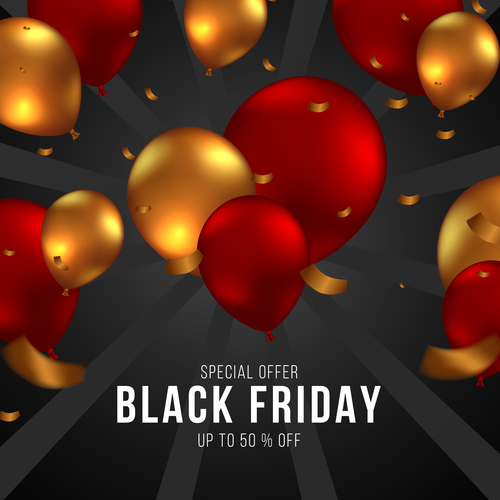 Colorful balloon background black friday flyer vector