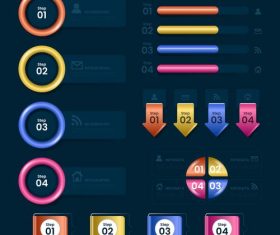 Colorful business chart options on black background options vector