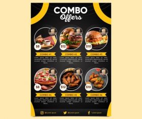 Combo meals discount poster vector