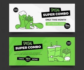 Combo offers banners pack vector