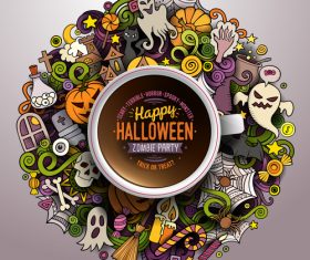 Comic halloween element pattern vector