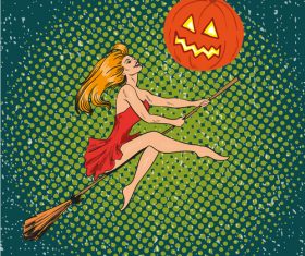 Comic halloween woman vector