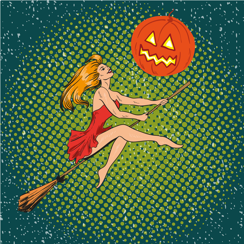 Comic halloween woman vector