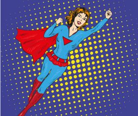 Comic happy superwoman vector
