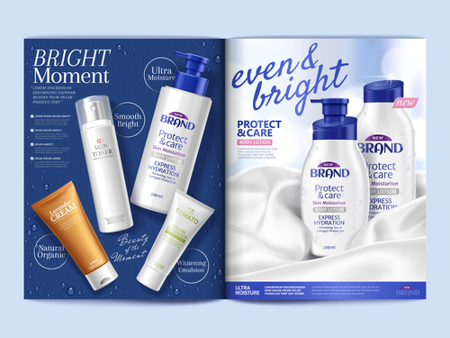 Cosmetic magazine brochure cover vector