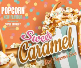 Crispy and delicious popcorn advertising vector