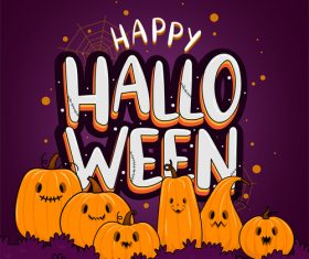 Cute cartoon pumpkin halloween illustration vector