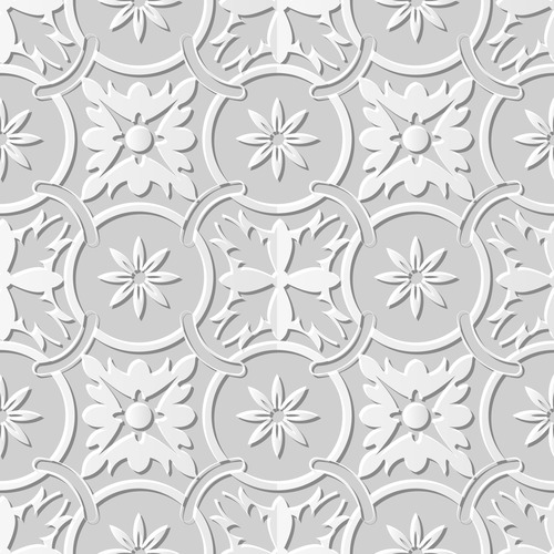 Damascus seamless 3d paper floral pattern vector