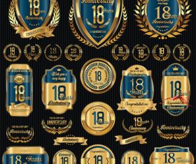 Dark blue anniversary badges vector
