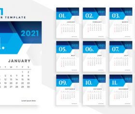 Dark blue background 2021 calendar vector