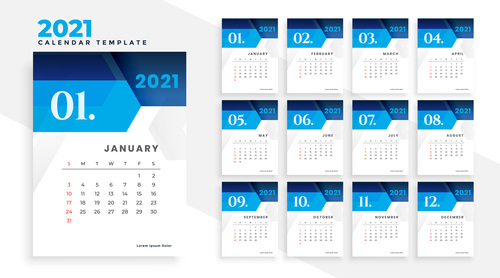 Dark blue background 2021 calendar vector