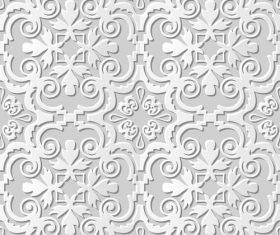 Decorative 3D paper flower pattern white vector