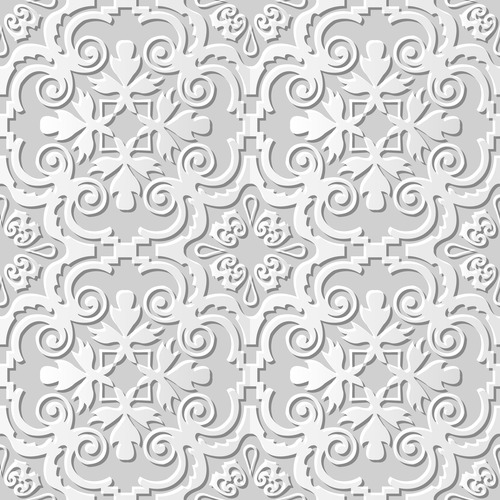 Decorative 3D paper flower pattern white vector