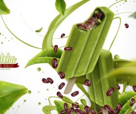 Delicious red bean ice cream advertising vector