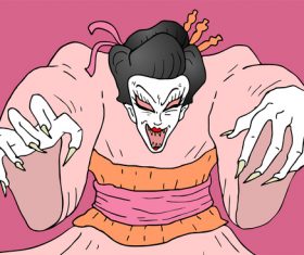 Demon geisha illustration vector